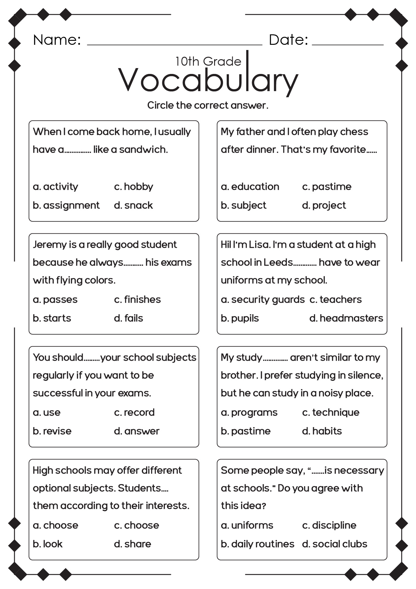 13 High School English Language Arts Worksheets Free PDF At Worksheeto