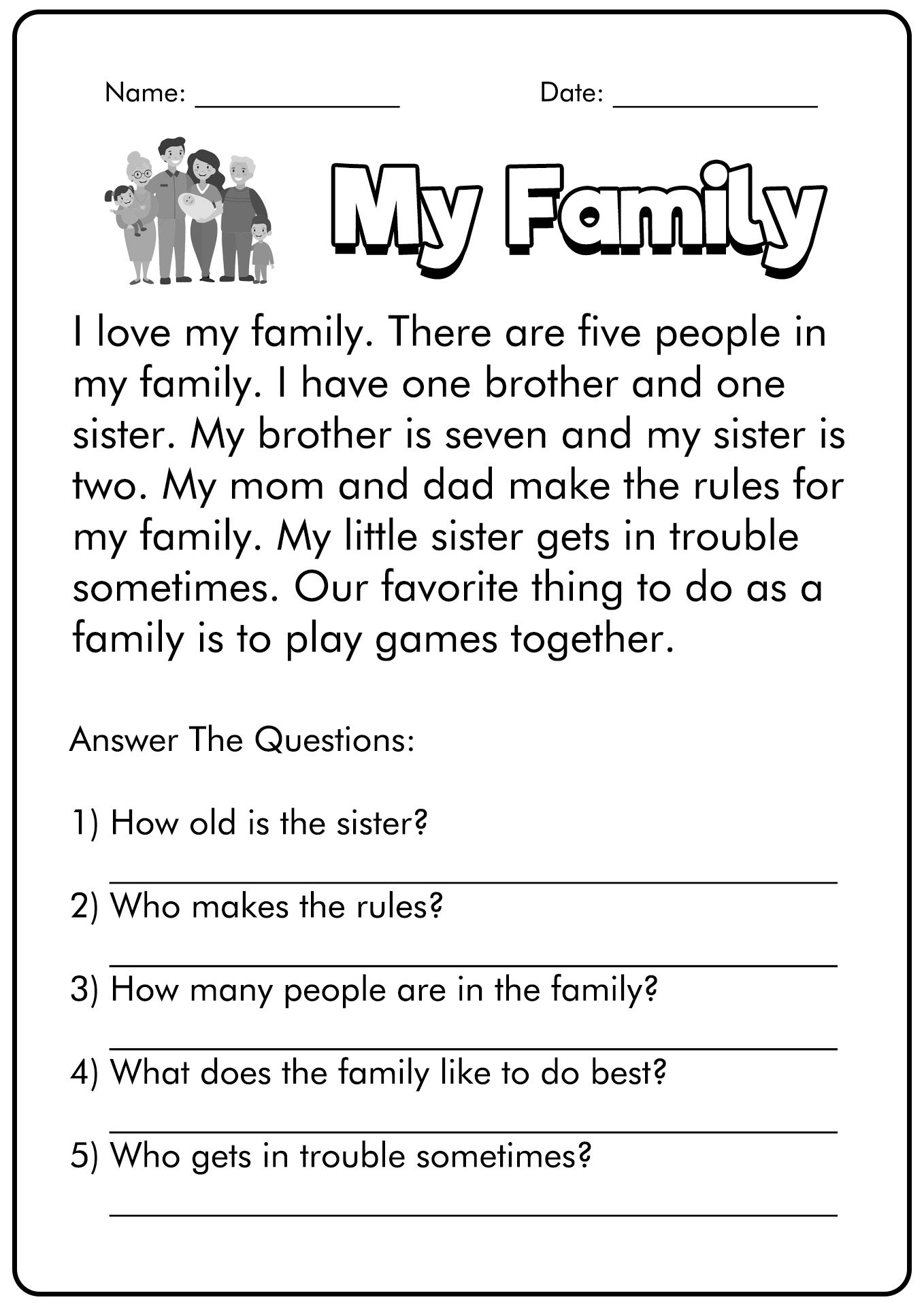 1st Grade Free Reading Comprehension Worksheets