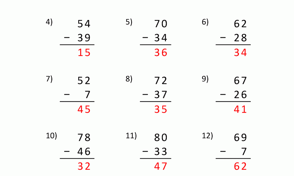 2 Digit Subtraction With Regrouping Worksheets