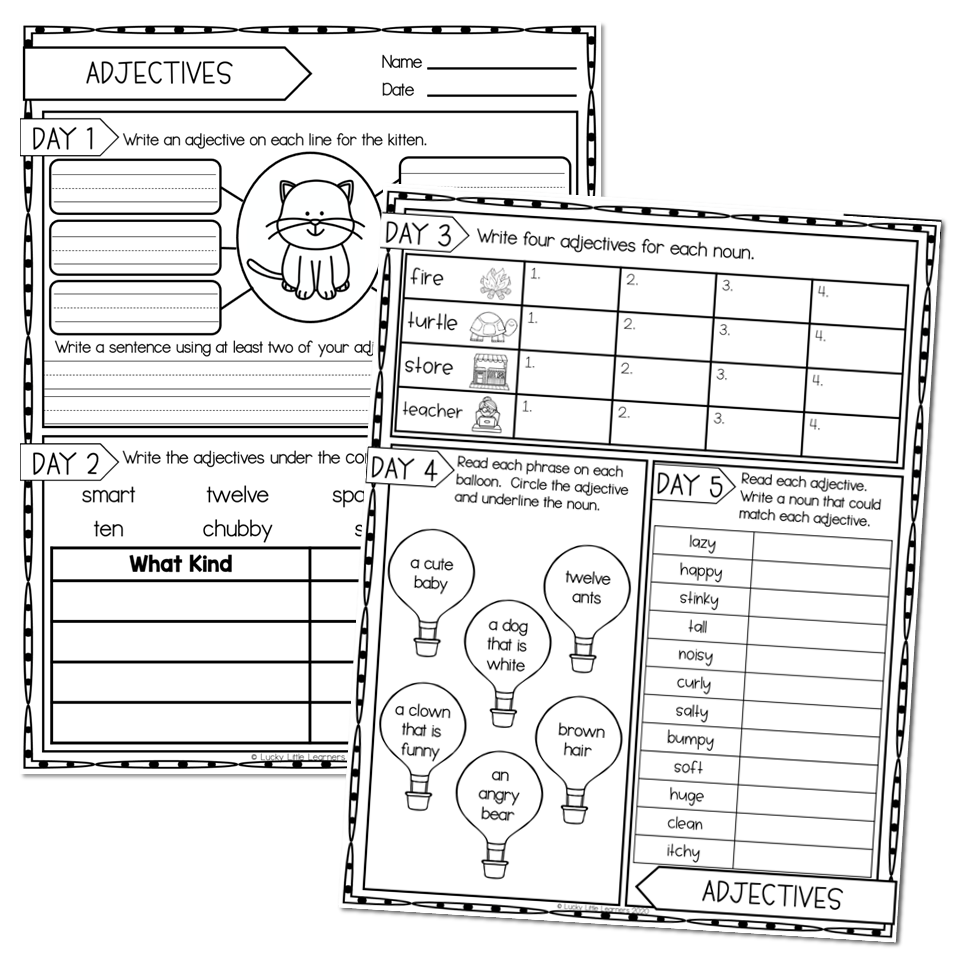 2nd Grade Grammar Worksheets Adjectives Worksheets Library