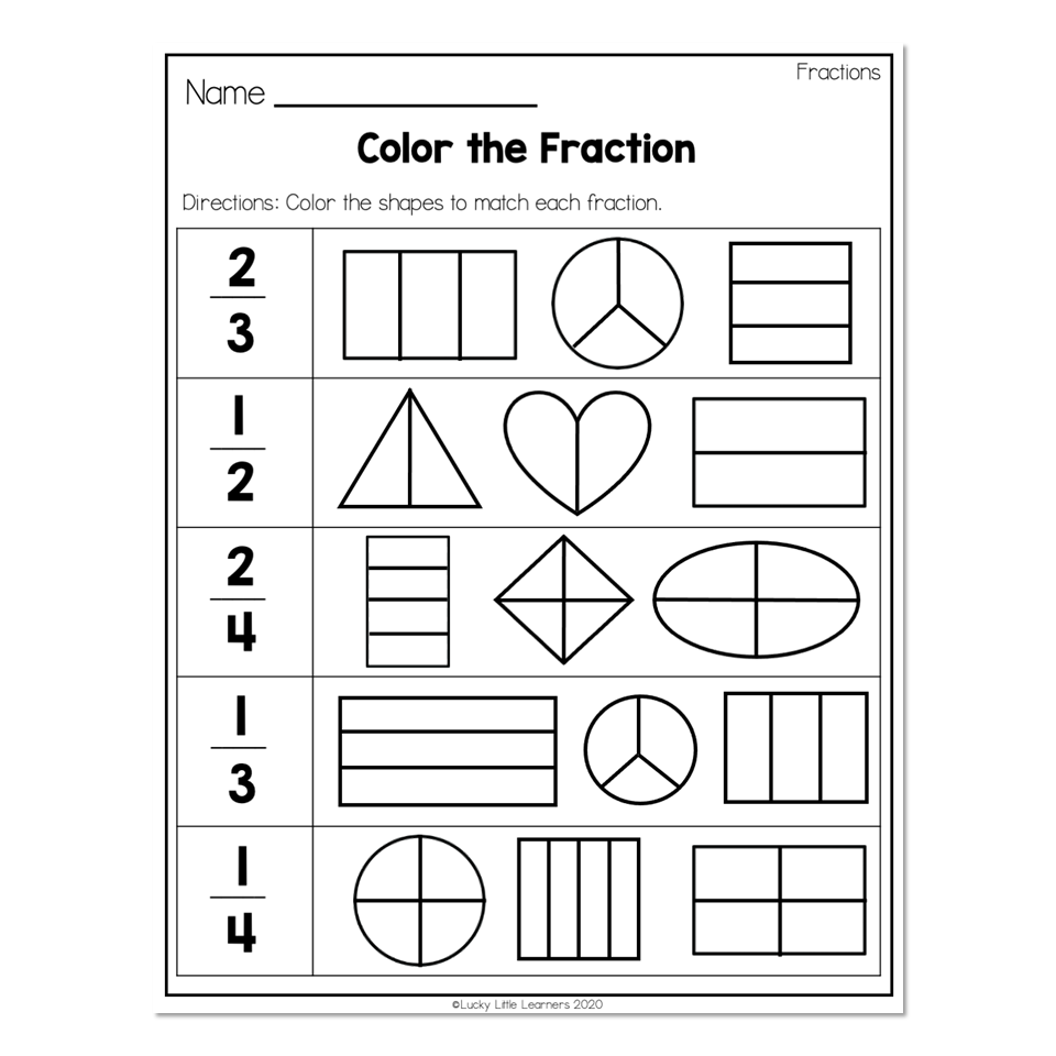 Free Printable Fractions Worksheets Grade 2