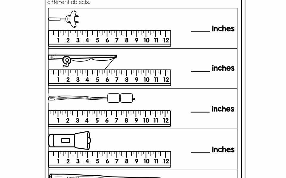 2nd Grade Math Worksheets Measurement Measuring In Inches