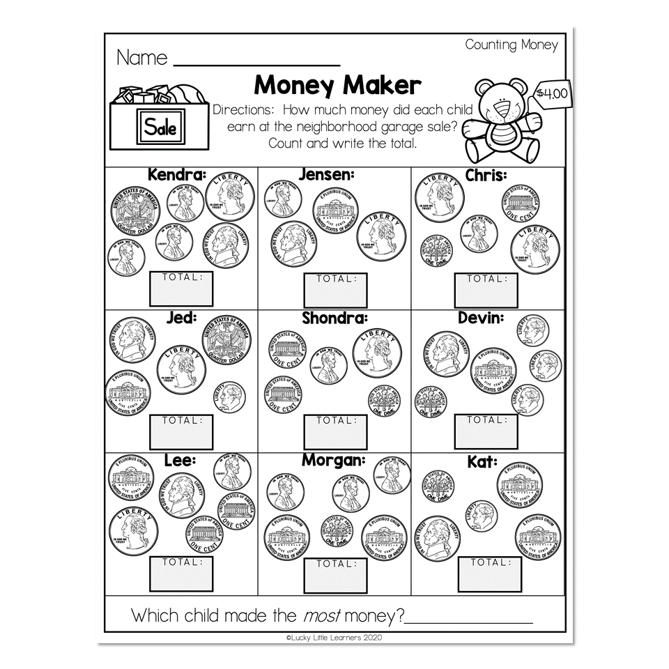2nd Grade Math Worksheets Money Counting Money Money Maker Worksheets Library