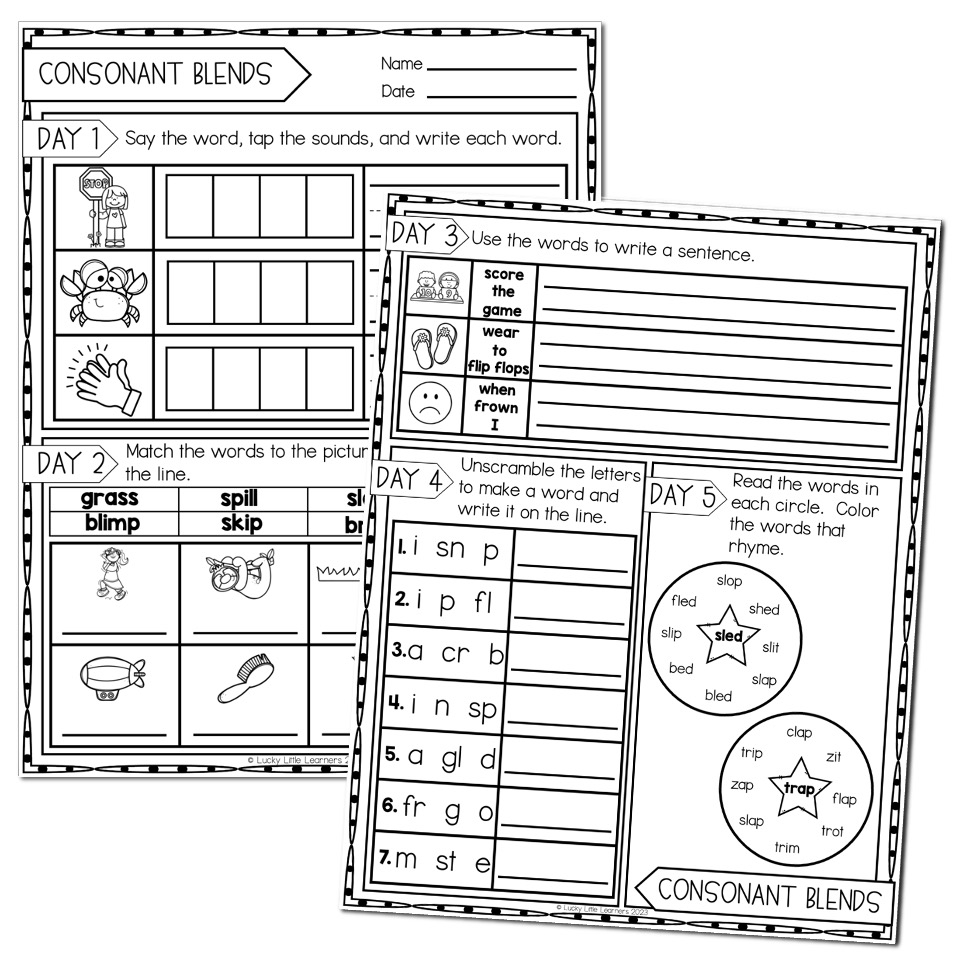 2nd Grade Phonics Worksheets Consonant Blends Lucky Little Learners 2nd Grade Phonics Worksheets Consonant Blends Lucky Little Learners