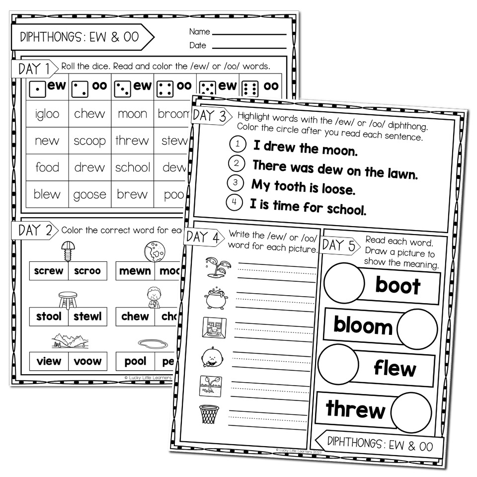 Free Printable 3rd Grade Diphthong Worksheets