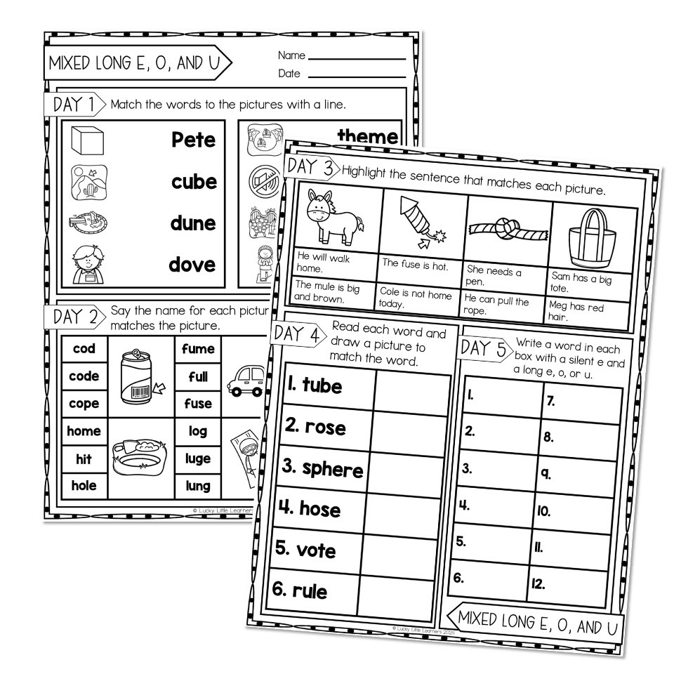 2nd Grade Phonics Worksheets Mixed Long E O And U Lucky Little Learners 2nd Grade Phonics Worksheets Mixed Long E O And U Lucky Little Learners