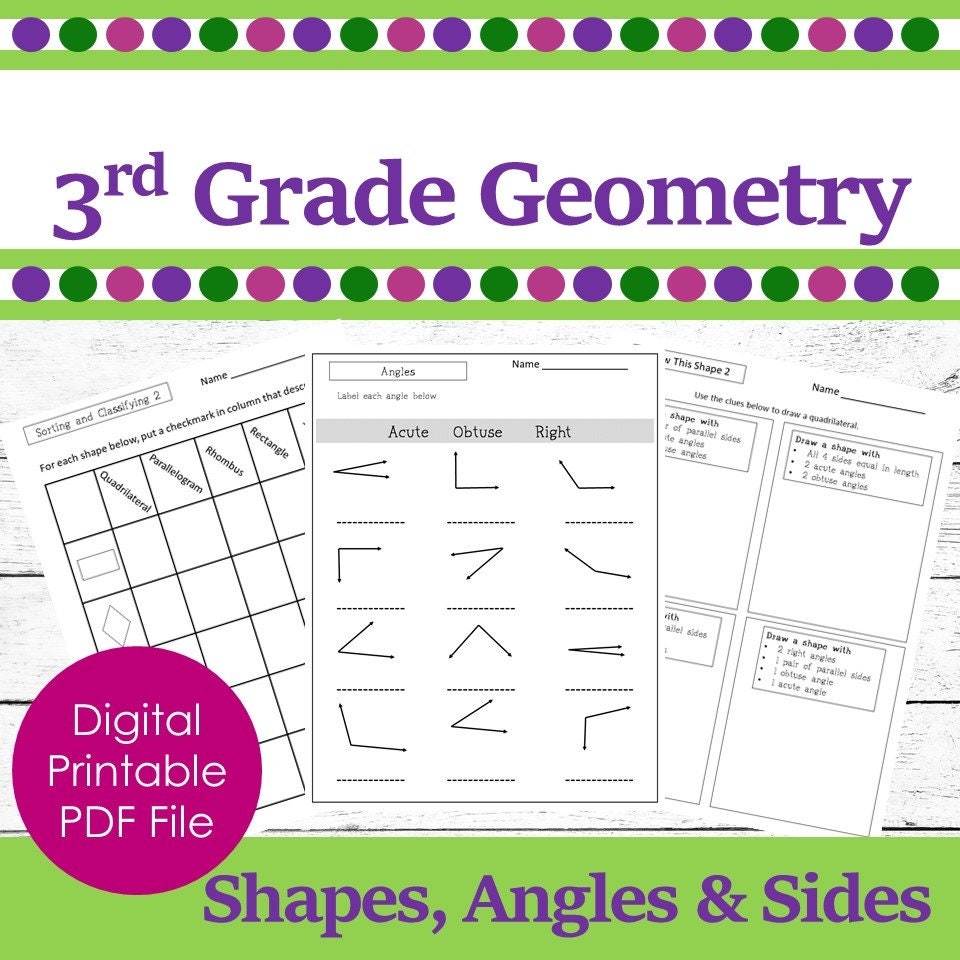 3rd Grade Geometry math Printable Worksheets geometry For Third 