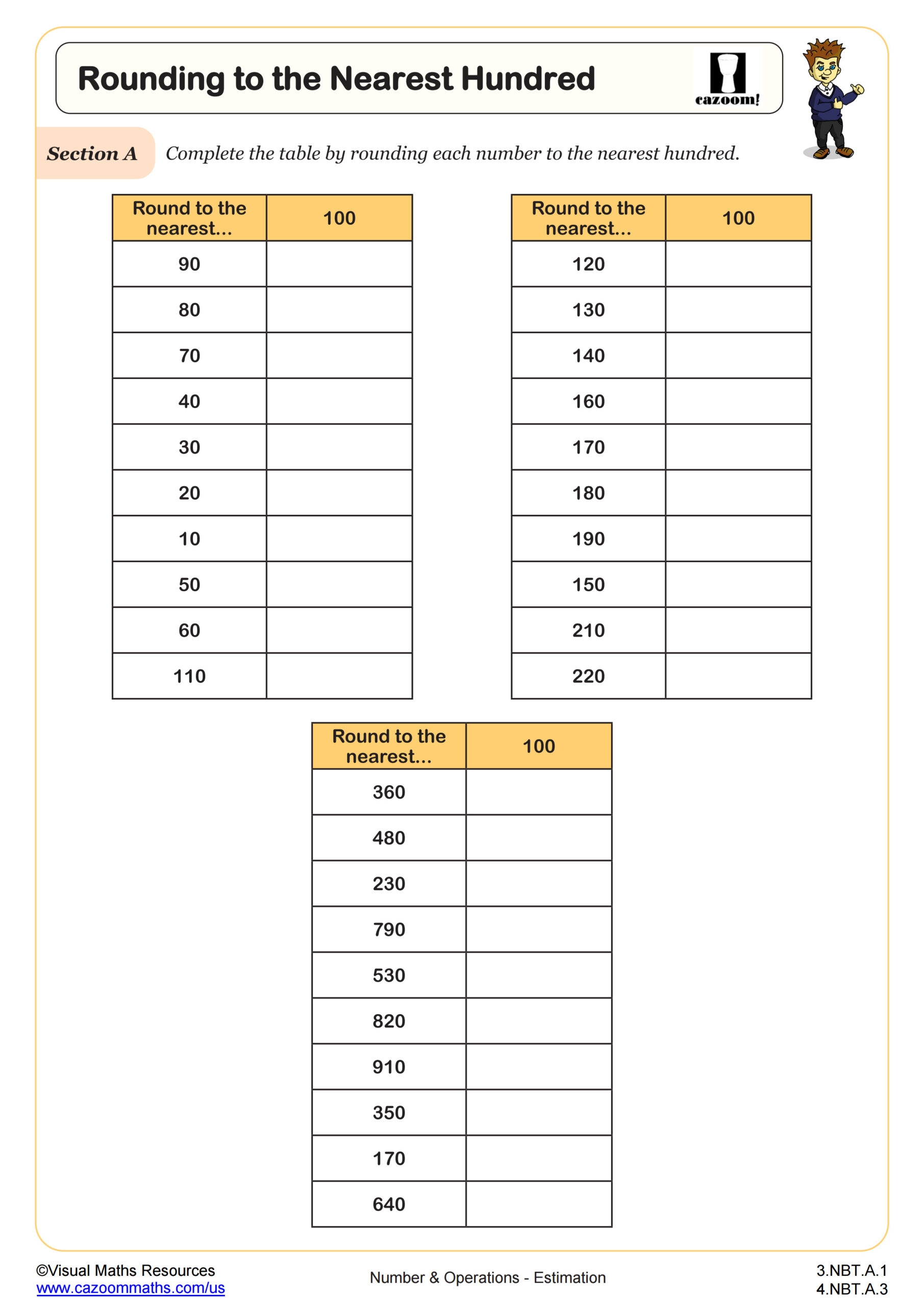 Free Printable Rounding Worksheets Third Grade