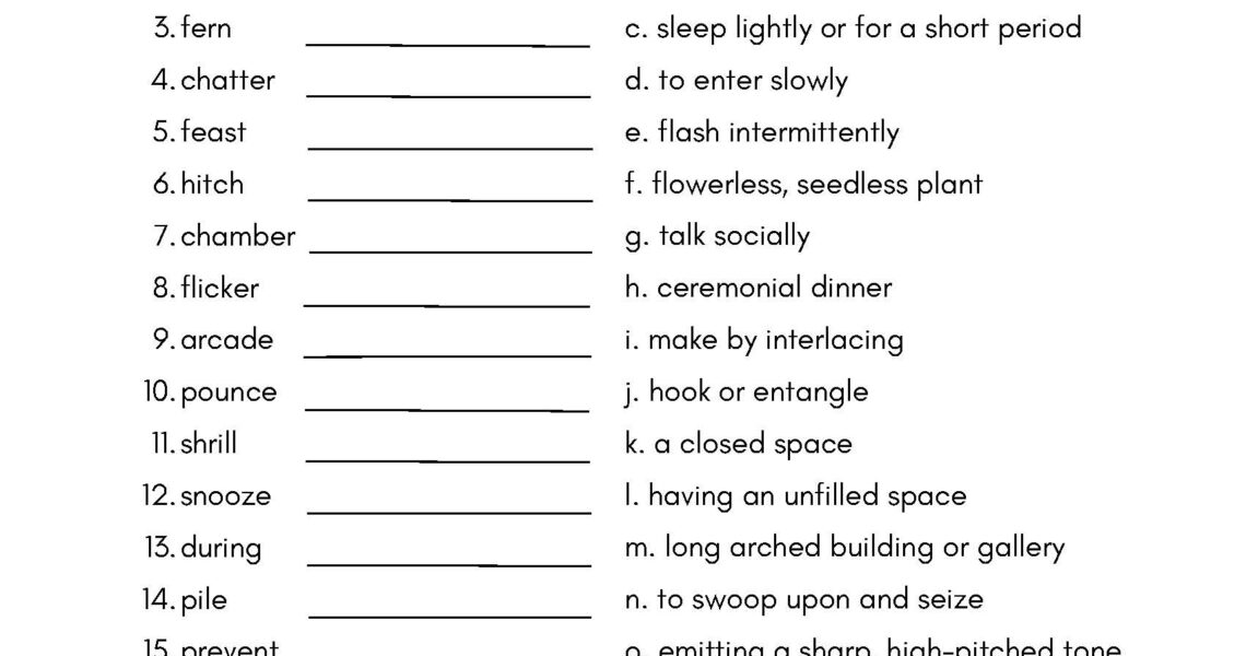 3rd Grade Vocabulary Worksheets