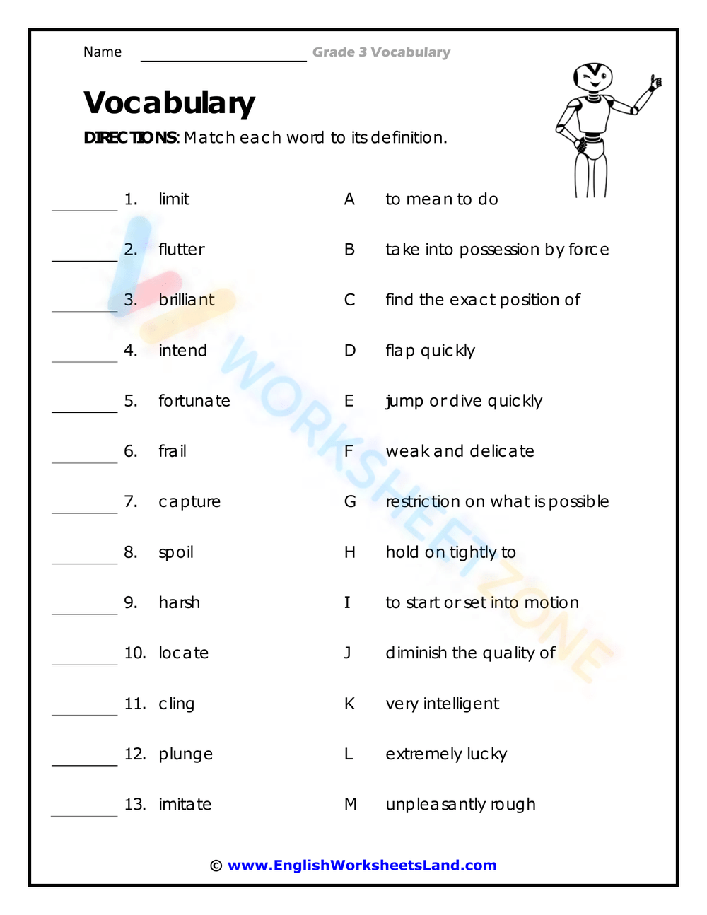 3rd Grade Vocabulary Worksheets For Kids Worksheets Library