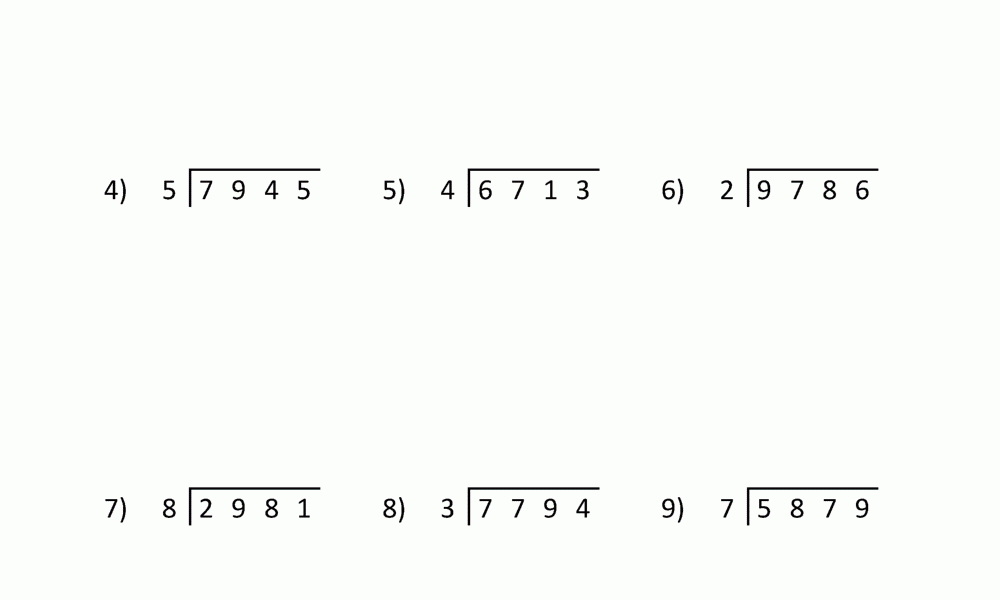 4th Grade Long Division Worksheets