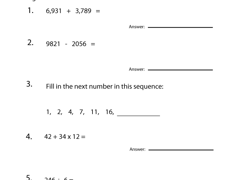 4th Grade Math Review Worksheet Worksheets Worksheets