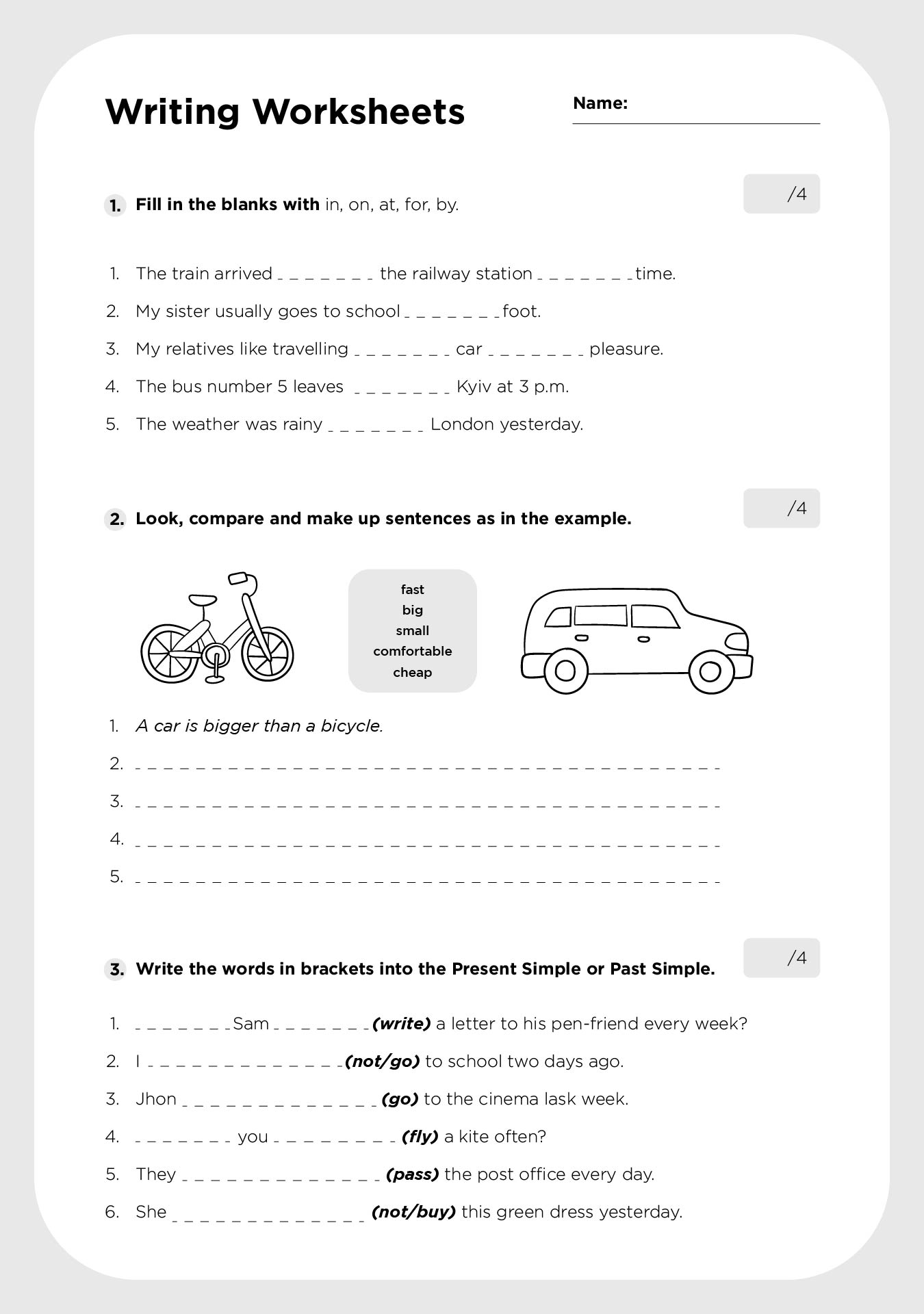 4th Grade Writing Worksheets Word Lists And Activities 