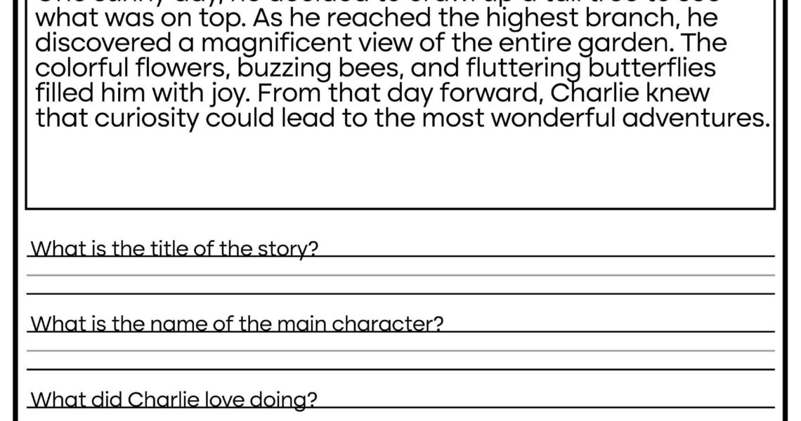 5 Printable Reading Comprehension English Worksheets ages 4 7