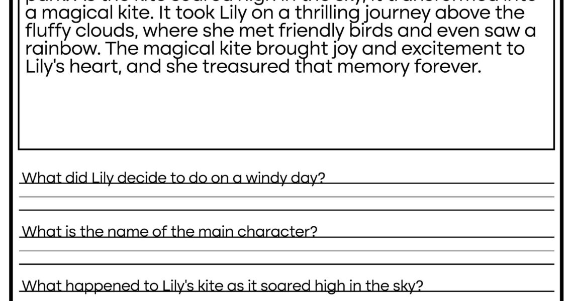 5 Printable Reading Comprehension English Worksheets ages 4 7 KG1 To Grade 2 Etsy