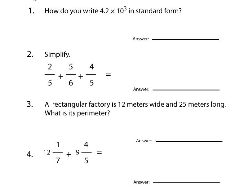 5th Grade Math Review Worksheet Worksheets Worksheets