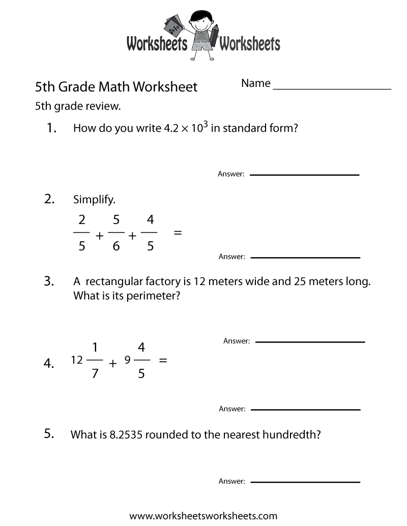 5th Grade Math Review Worksheet Worksheets Worksheets 5th Grade Math Review Worksheet Worksheets Worksheets