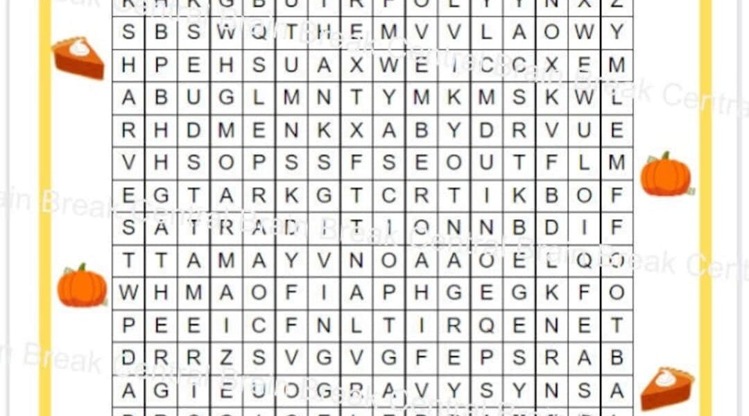 5th Grade Thanksgiving Word Search With Answer Key Printable Etsy