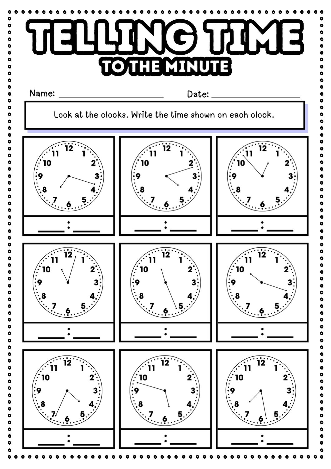 60 Free Telling Time Worksheets Teach Prints