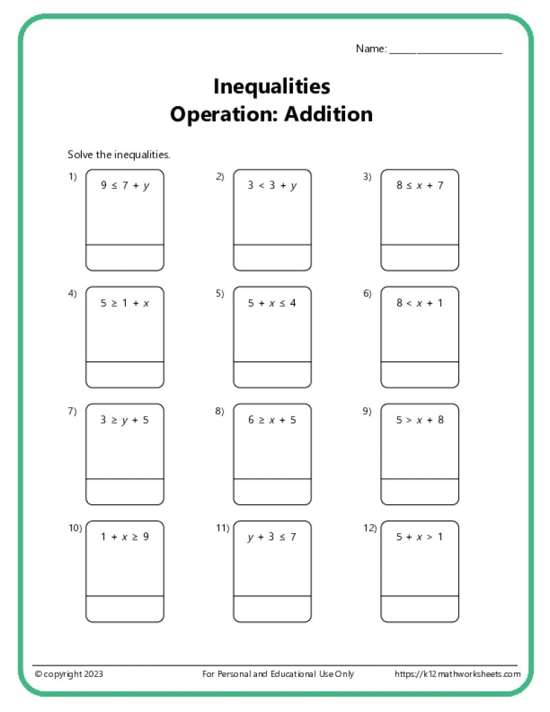 Free Printable Worksheet Math 6th Grade