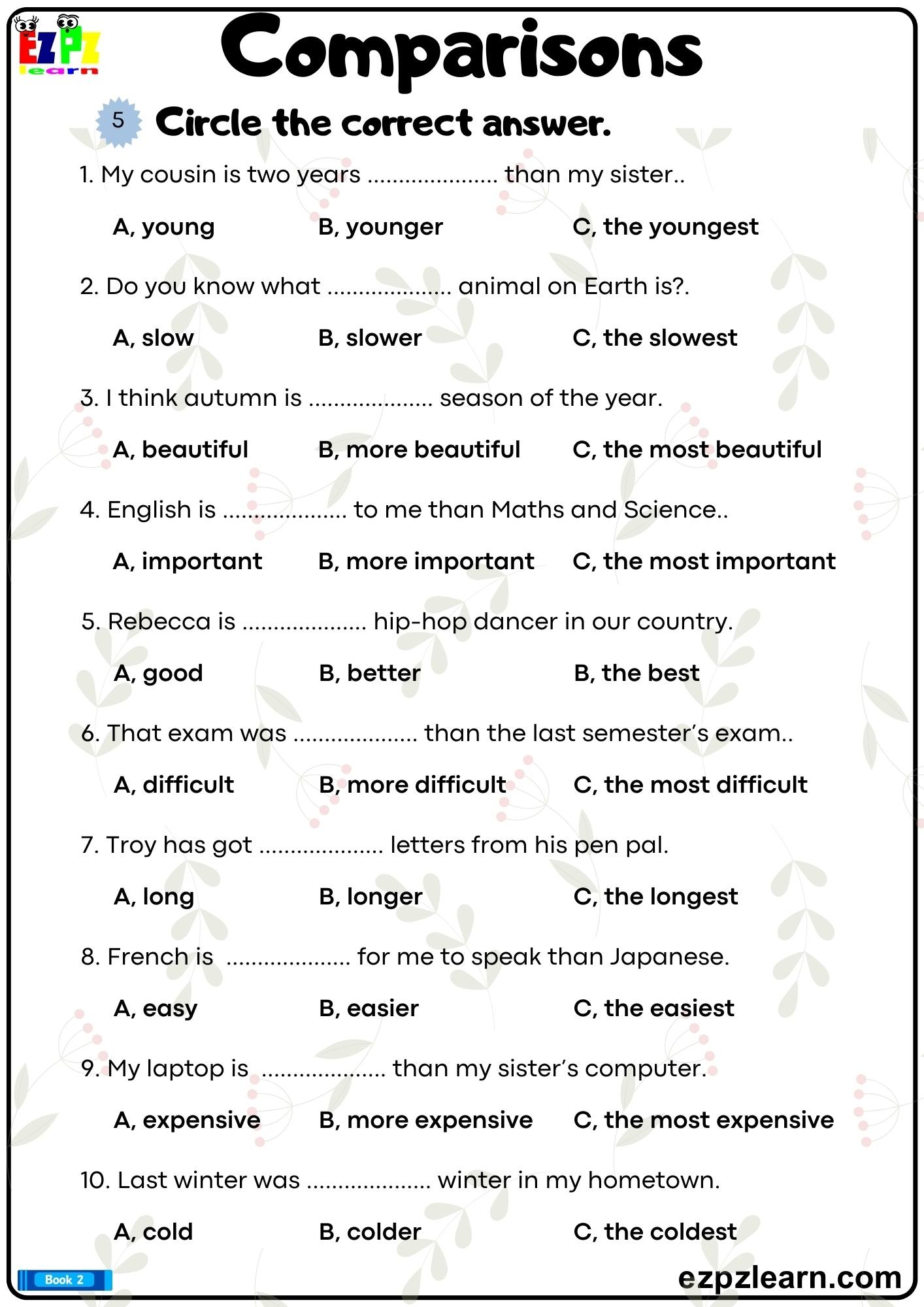 Free Printable Adjective Worksheets 6th Grade