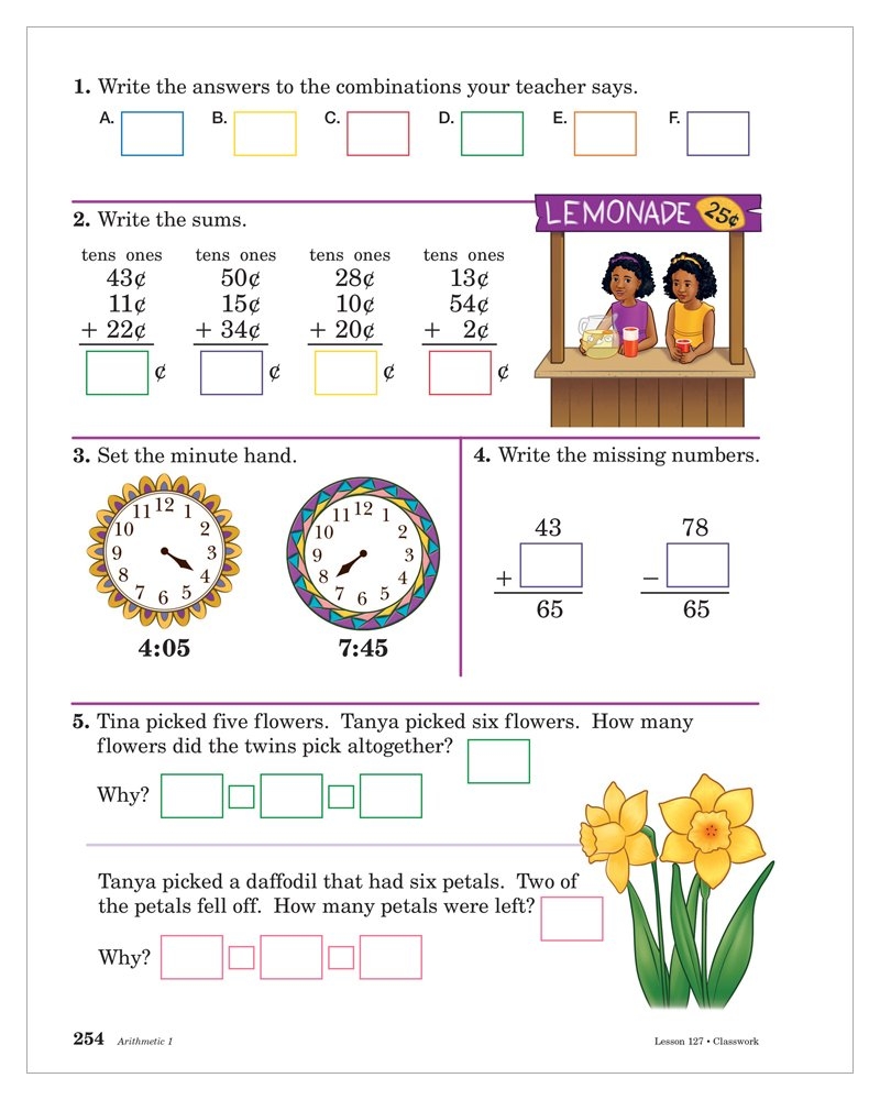 Amazon Arithmetic 1 Abeka 1st Grade 1 Mathematics Student Work Text Judy Howe Patricia East Kim Ashbaugh Gloria Rigsby Books