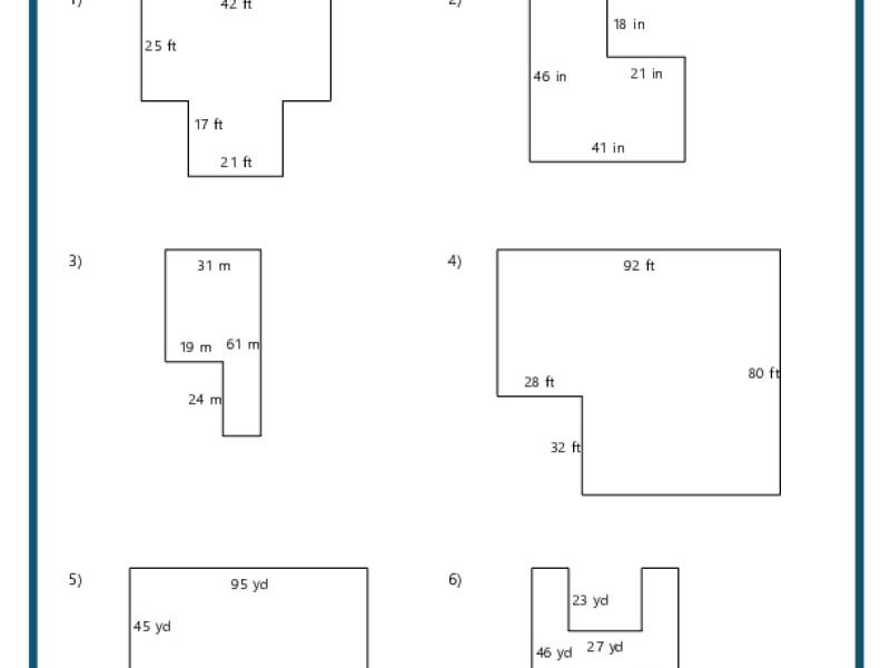 Area And Perimeter Of Composite Shapes K12 Math Worksheets