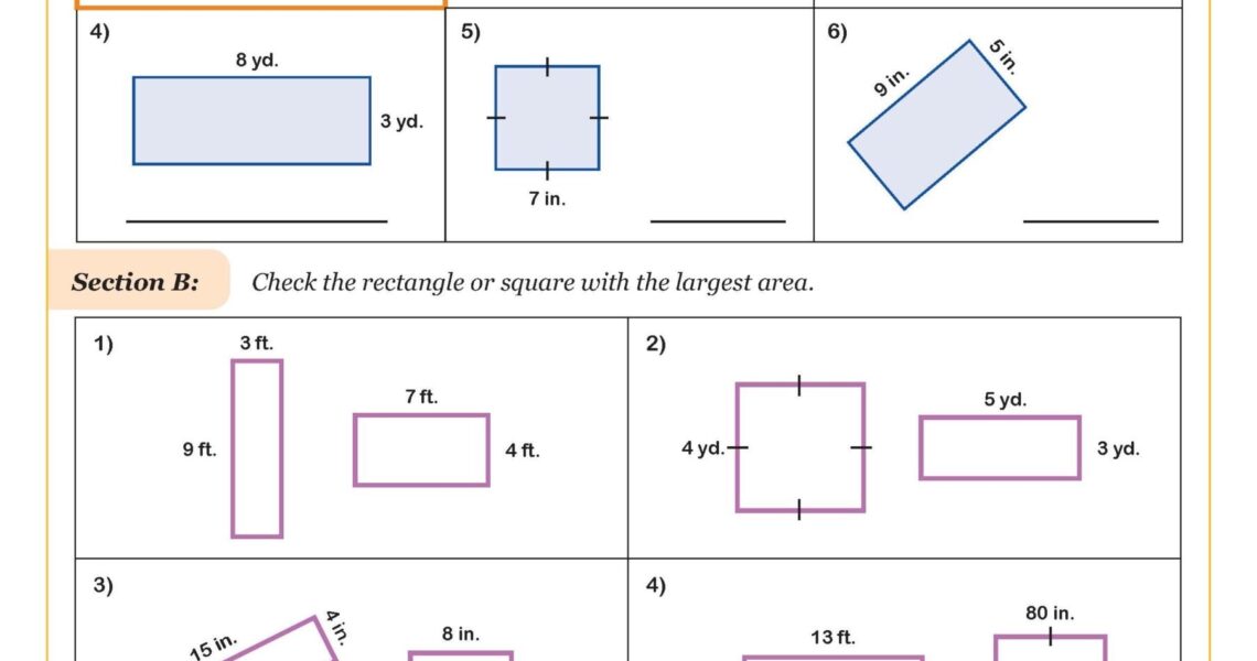 Area Of Rectangles 3rd Grade PDF Measurement Worksheets
