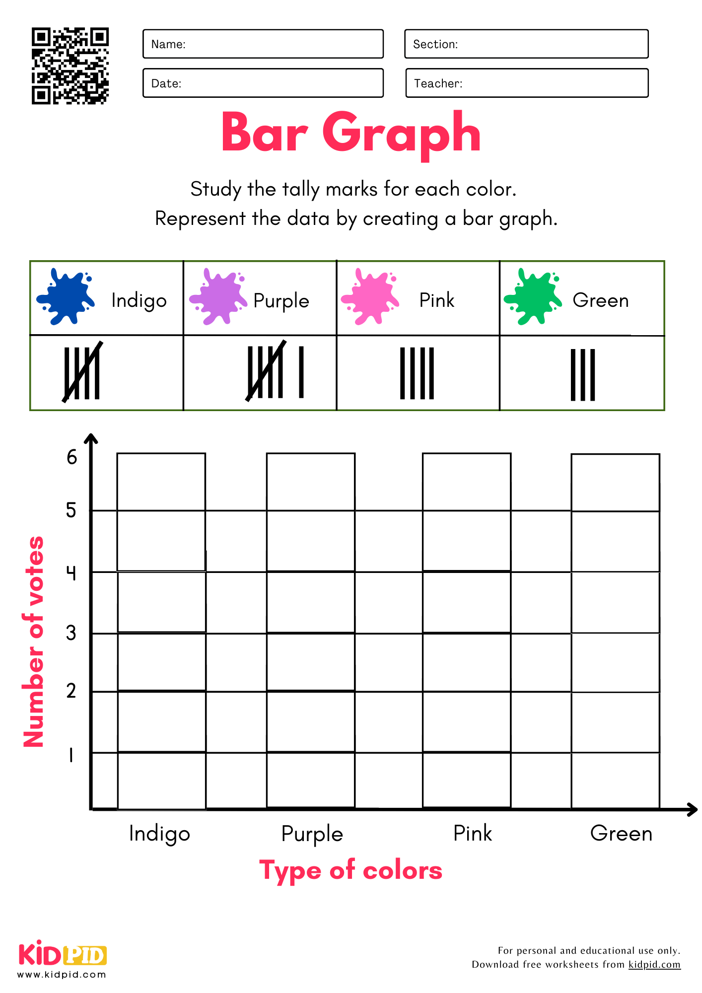 Bar Graph U0026 Tally Marks Worksheet For Grade 3 Kidpid