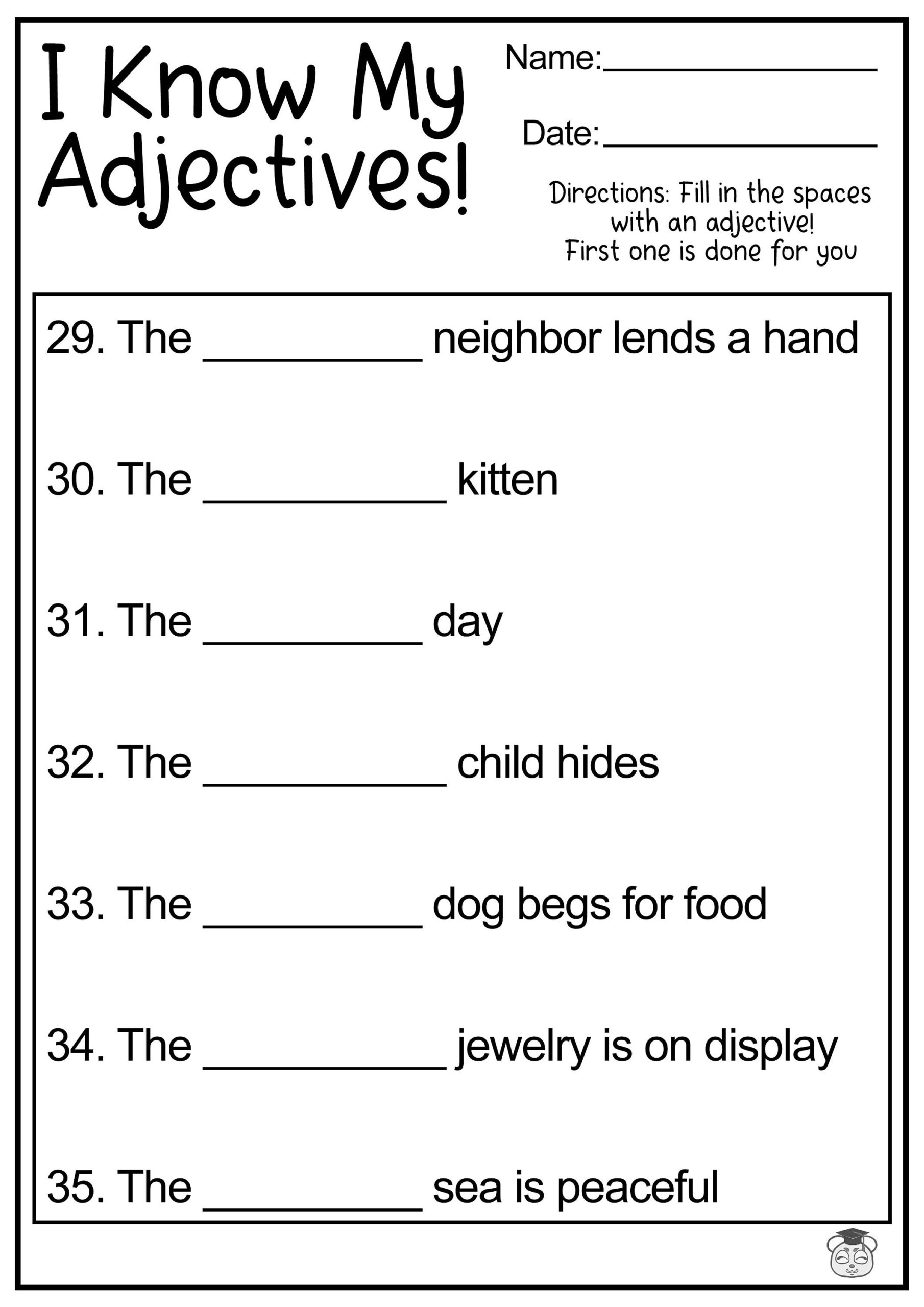 Buy 8 Printable Fill In The Adjective English Worksheets Fill In The Blank Using Adjectives ages 4 7 KG1 To Grade 2 Online In India Etsy Buy 8 Printable Fill In The Adjective English Worksheets Fill In The Blank Using Adjectives ages 4 7 KG1 To Grade 2 Online In India Etsy