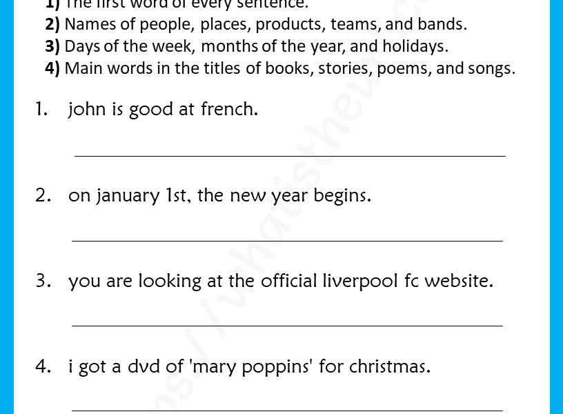 Capitalization Worksheet For 3rd Grade punctuation Your Home