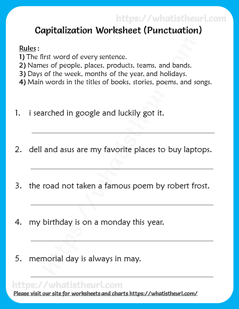 Grade 2 Capitalization Worksheet Printable Free