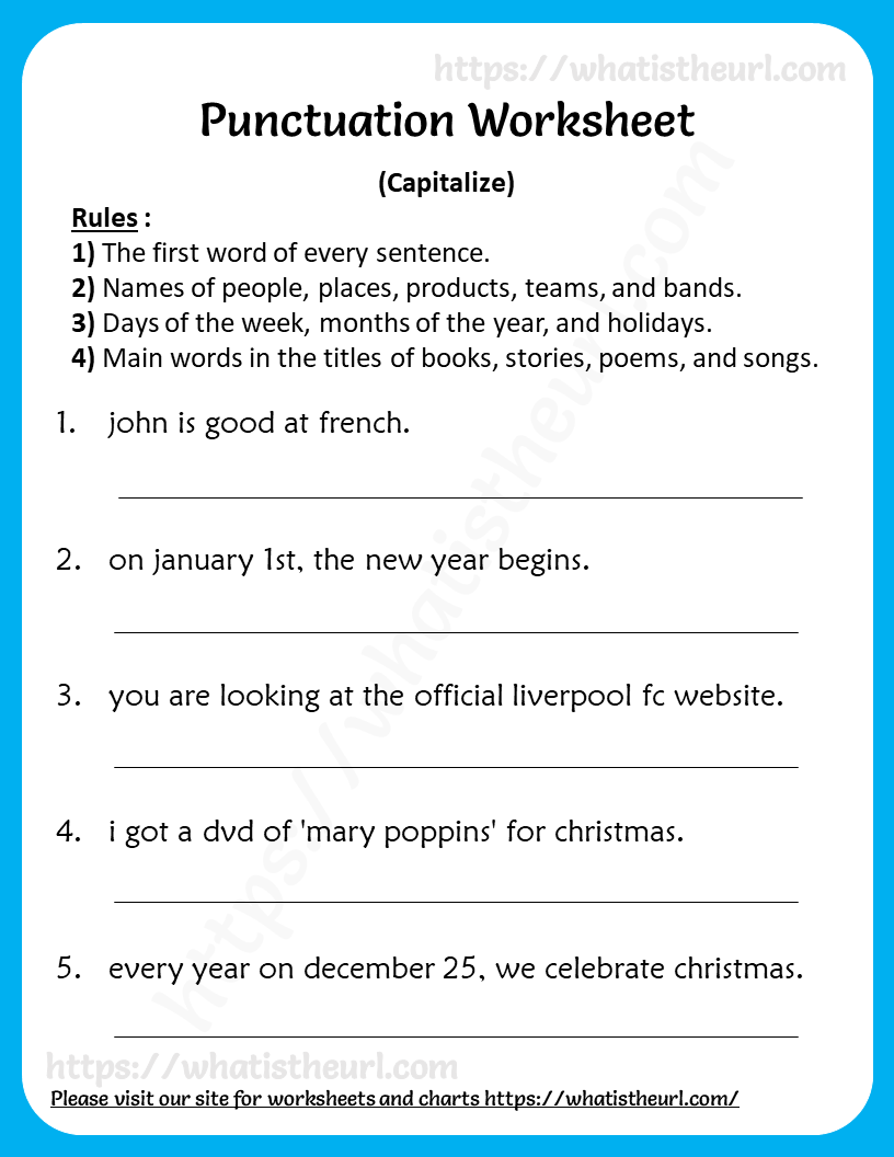 Capitalization Worksheet For 3rd Grade punctuation Your Home Capitalization Worksheet For 3rd Grade punctuation Your Home