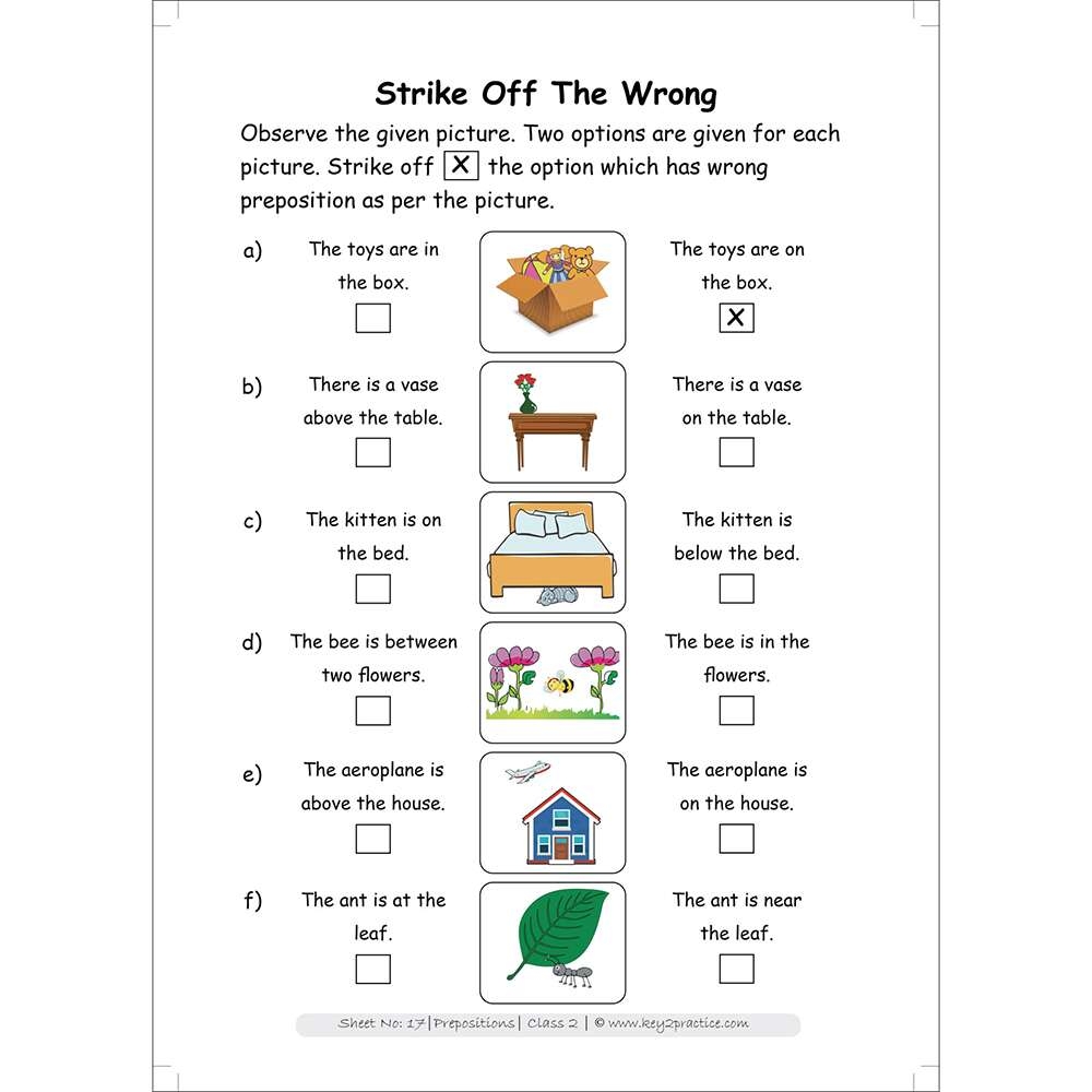 Class 2 English Grammar Prepositions Activity Based 