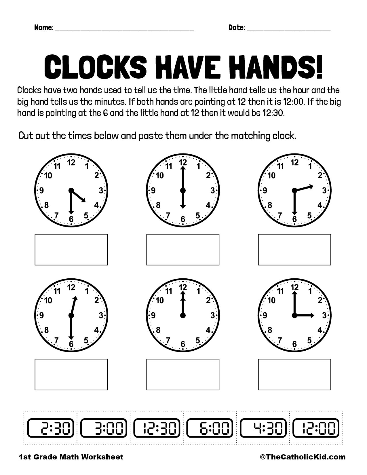Clocks U0026 Time Worksheet TheCatholicKid