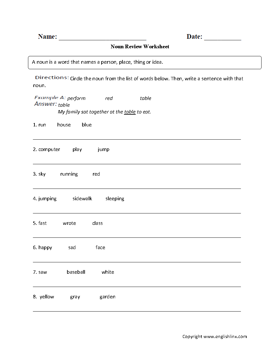 Free Printable Grade 6 Grammar Worksheets
