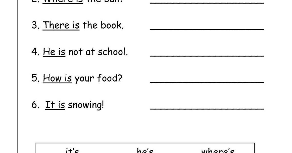 Contraction Worksheets 1st Grade Biology Worksheet Science