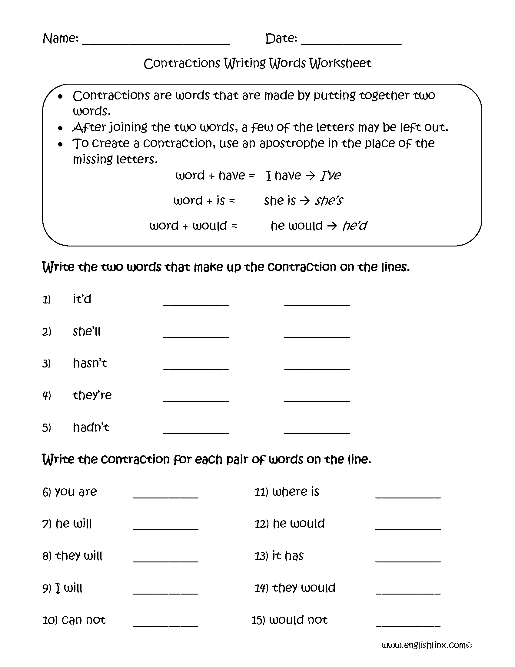 Contractions Worksheets Contraction Words Worksheets Worksheets Library Contractions Worksheets Contraction Words Worksheets Worksheets Library