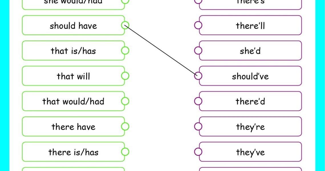 Contractions Worksheets Grade1to6
