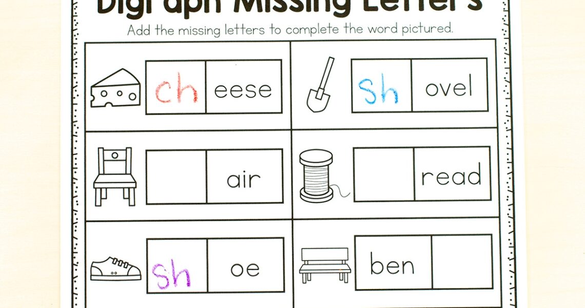 Digraph Missing Sound Worksheets For Phonics Practice