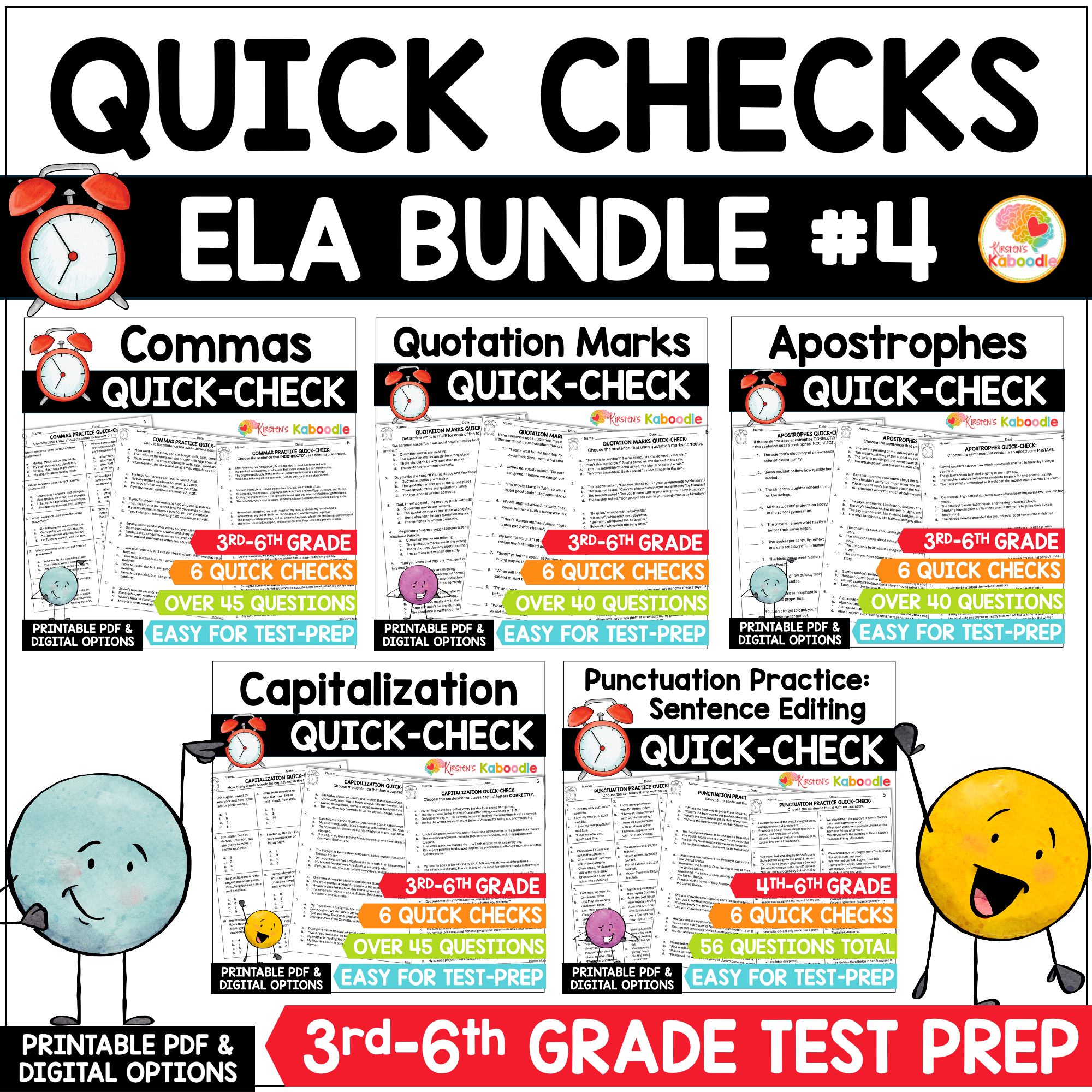 ELA Quick Check BUNDLE 4 Punctuation Practice Worksheets