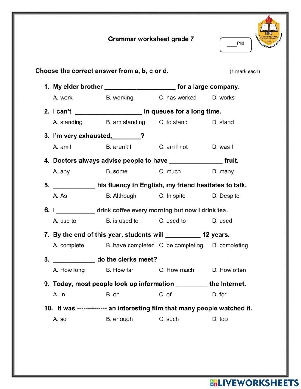 Free Printable 7th Grade Grammar Worksheets Free Printable 7th Grade Grammar Worksheets