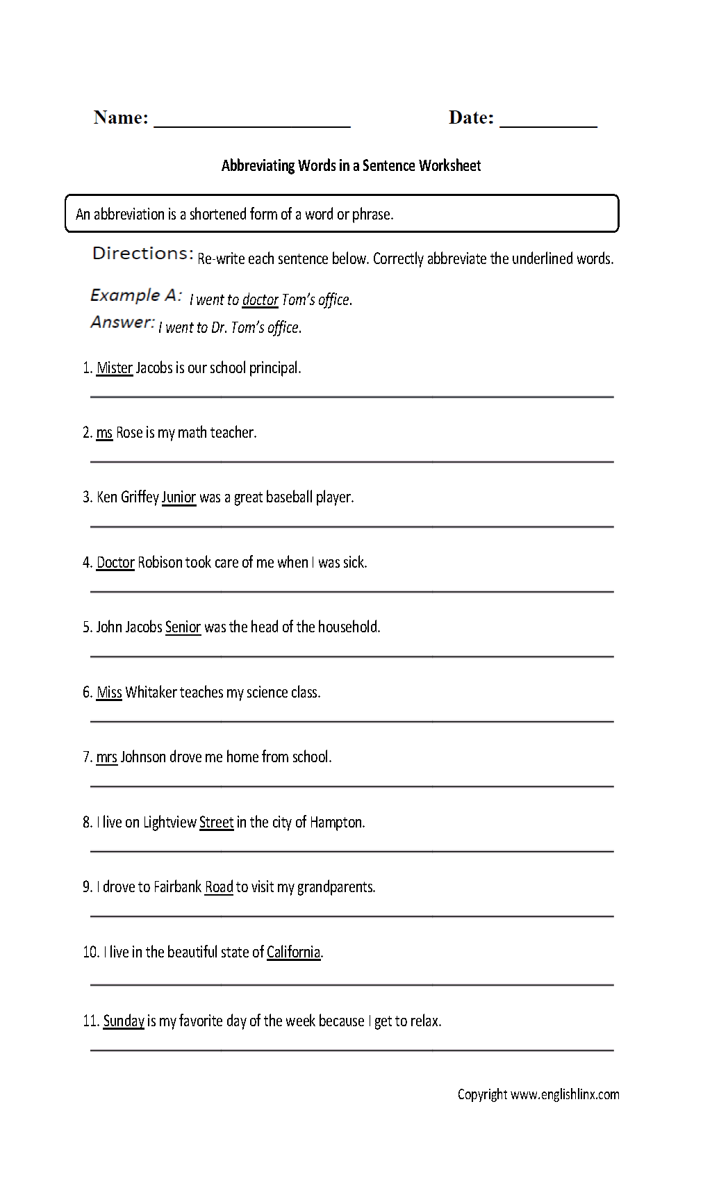 Englishlinx Abbreviations Worksheets Englishlinx Abbreviations Worksheets