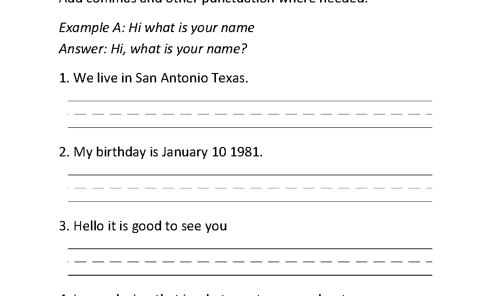 Englishlinx Commas Worksheets