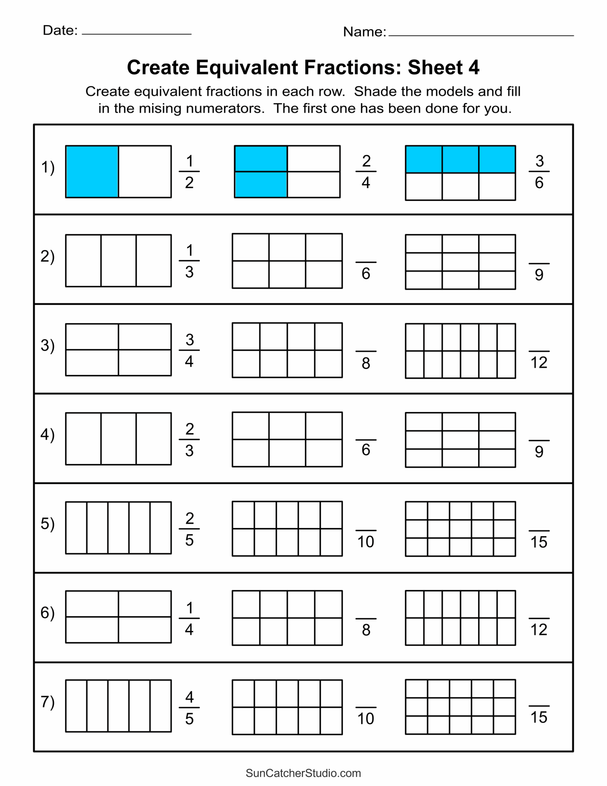 Equivalent Fractions Finding And Writing Equal Fractions Free Printables Monograms Design Tools Patterns U0026 DIY Projects