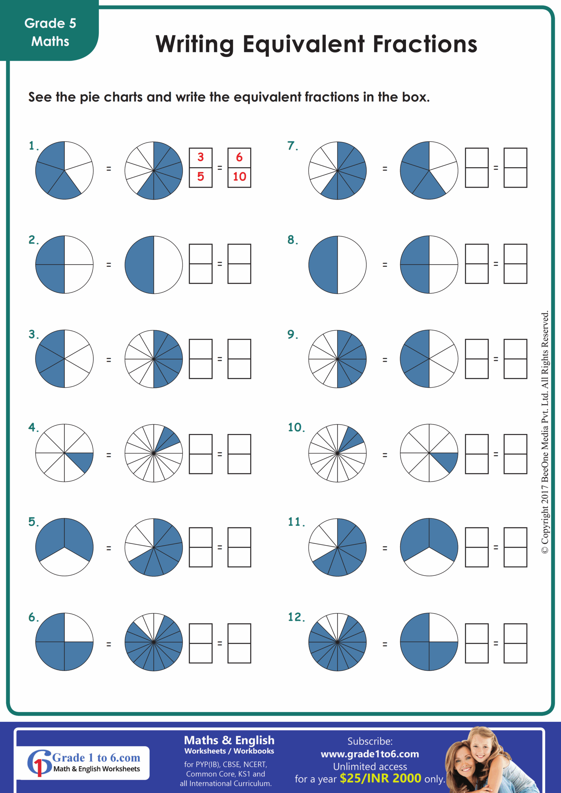 Equivalent Fractions With Numerators U0026 Denominators Missing
