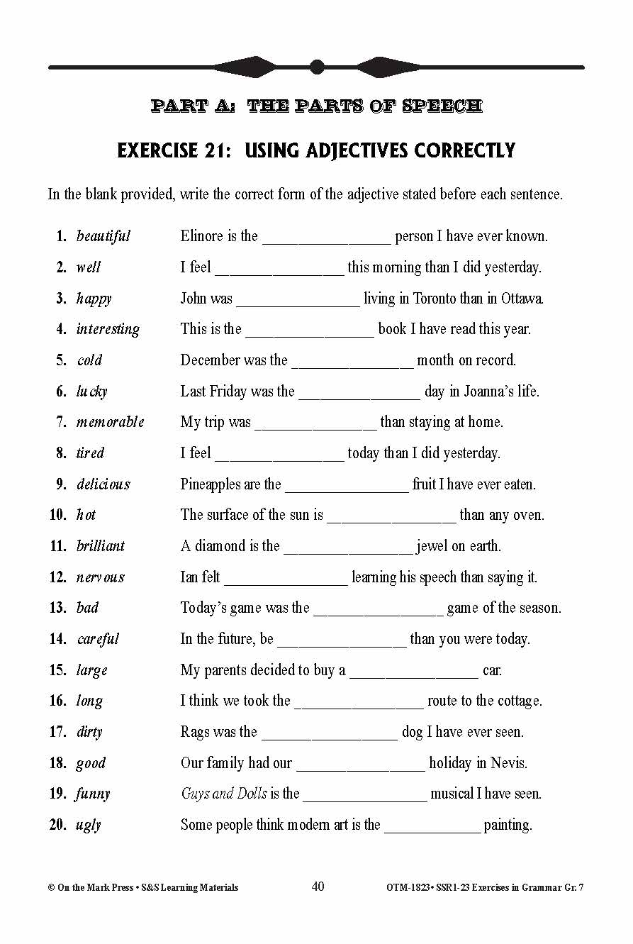 Exercises In Grammar Grade 7 Worksheets Library