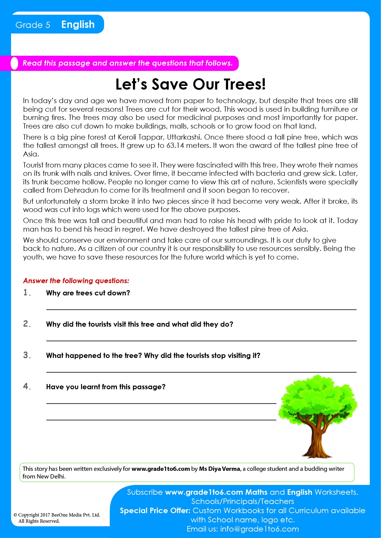 Free Printable 5th Grade Worksheets Reading