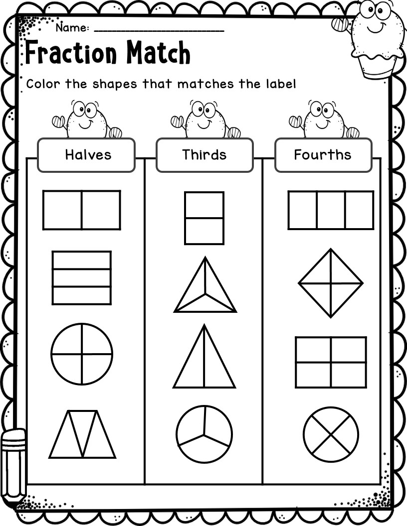 First Grade Fractions Worksheets First Grade Partitioning Worksheets Worksheets Library