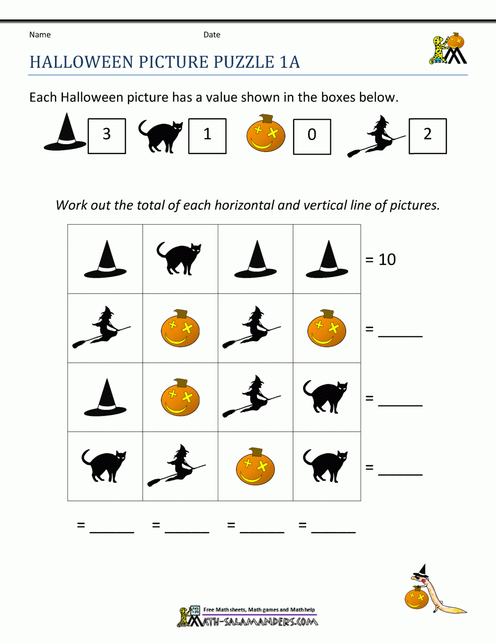 First Grade Math Worksheets Halloween First Grade Math Worksheets Halloween